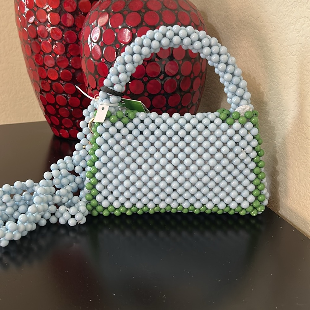 Kate Spade x Target NWT Blue and Green Colorblock Beaded Crossbody Bag - Picture 8 of 10